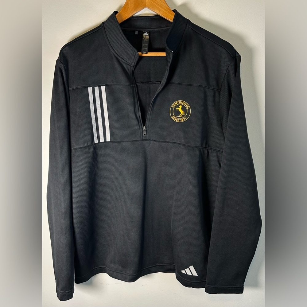 Adidas Continental Since 1871 Patch Pullover Mens M Black 1/4 Zip Sweater NWOT